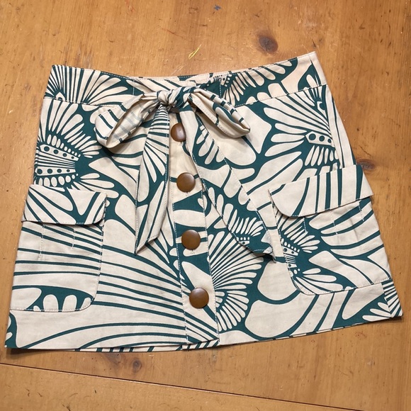 J.CREW Printed Canvas Button Tie Front Skirt - Picture 3 of 9